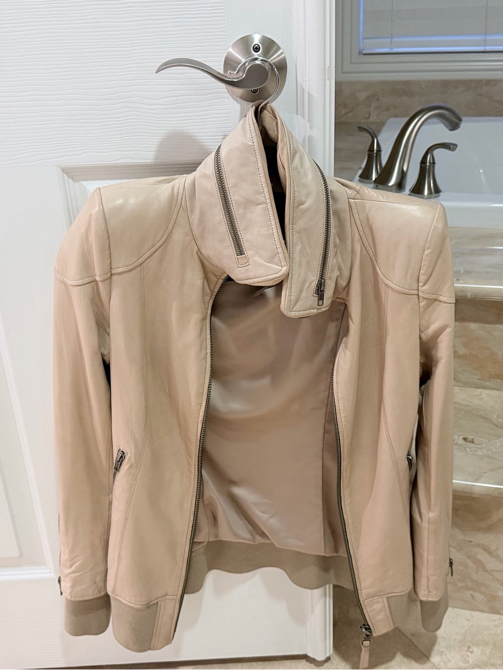 Mackage Leather Funnel Neck Jacket- XS